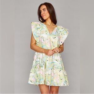 Buddy Love Marble Ruffle Sleeve Short Dress Size Small